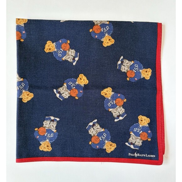 Polo Ralph Lauren Scarf Navy w/ Polo Teddy Bear Holding Basketball "USA" Hoodie - Picture 1 of 8